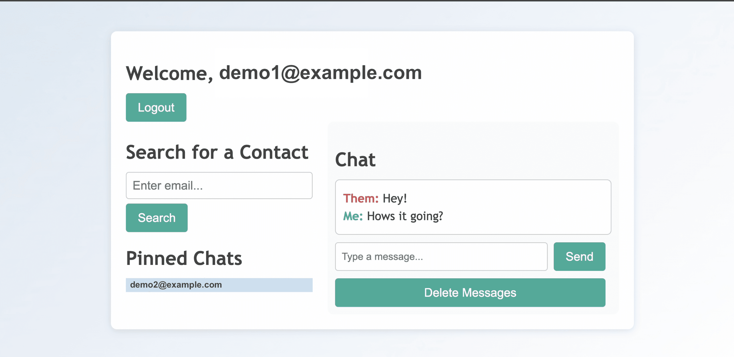 Messaging web app preview